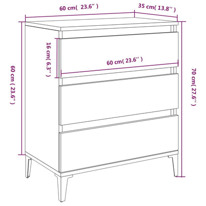Skjenk høyglans hvit 60x35x70 cm konstruert tre