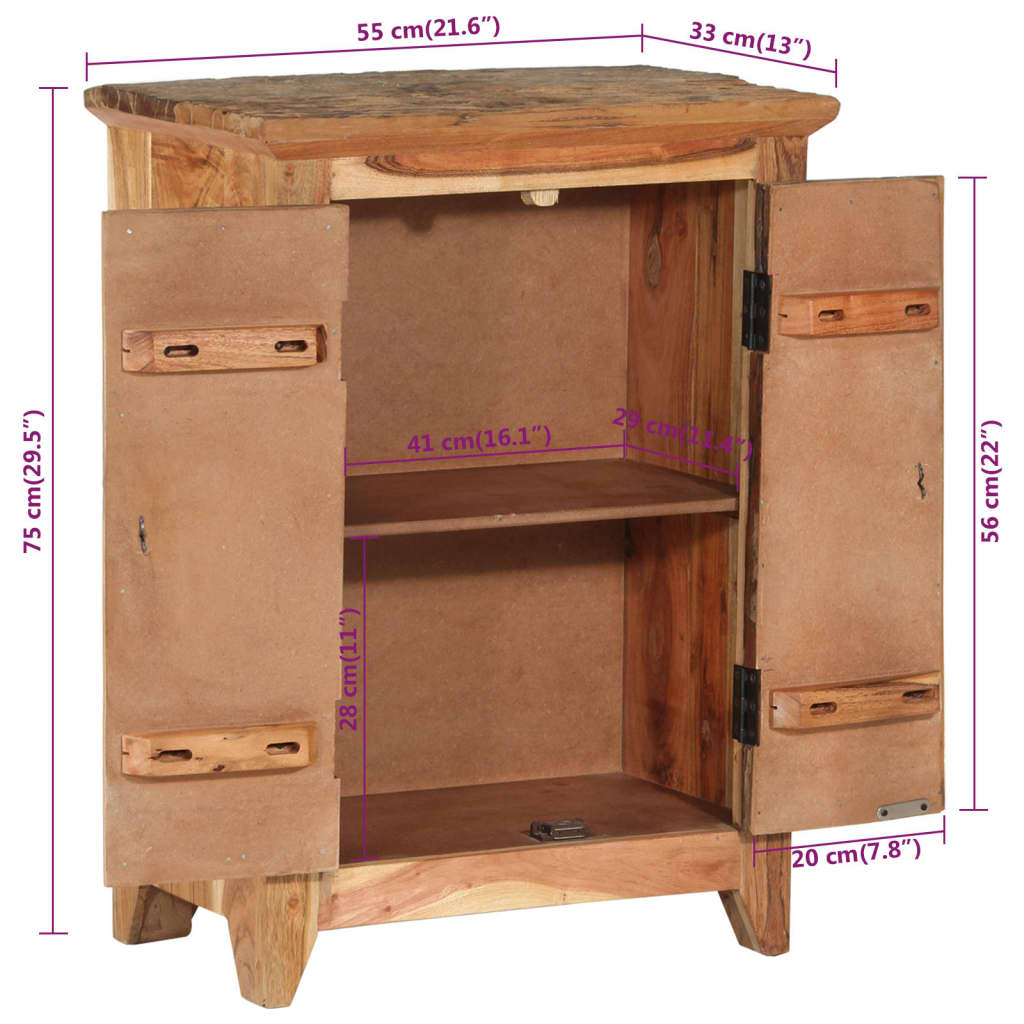 Skjenk Tre gjenvunnet heltre og heltre akasie 55x33x75 cm