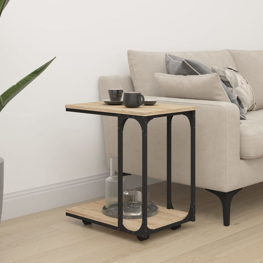 Sidebord Sonoma Eik med hjul 50x35x55,5 cm