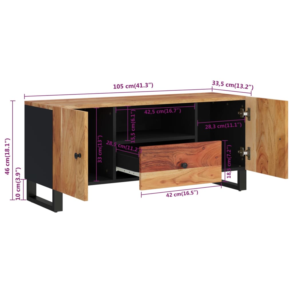 TV-Møbel Tre TV-benk 105x33,5x46 cm heltre akasie og