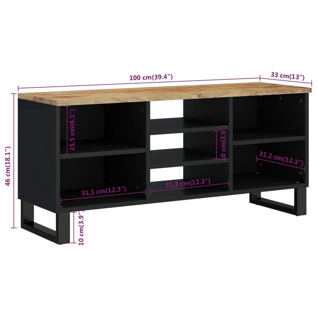 TV-Møbel Tre TV-benk 100x33x46 cm heltre mango og
