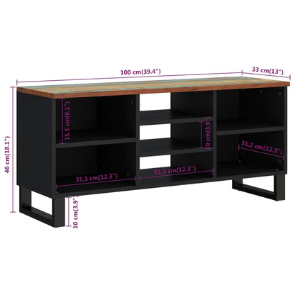 TV-Møbel Tre TV-benk 100x33x46 cm gjenvunnet heltre og