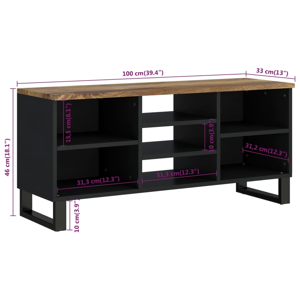 TV-Møbel Tre TV-benk 100x33x46 cm heltre mango og