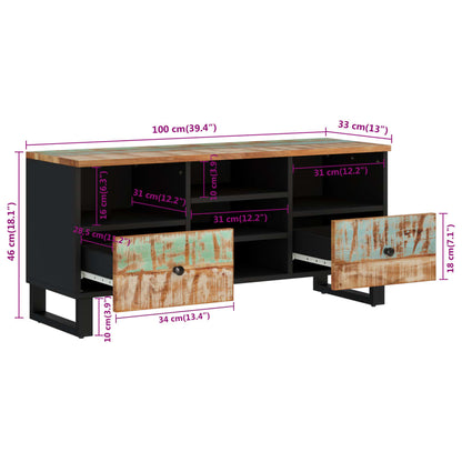 TV-Møbel Tre TV-benk 100x33x46 cm gjenvunnet heltre og