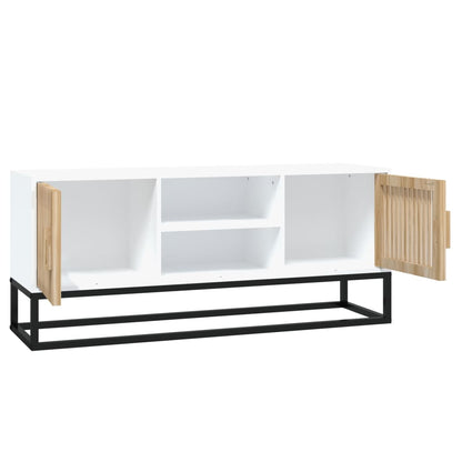 TV-Møbel Hvit TV-benk 105x30x45 cm og jern