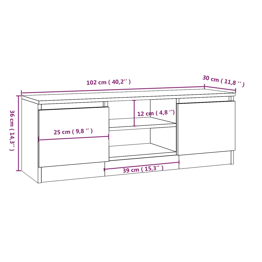 TV-Møbel Brun Eik TV-benk med dør 102x30x36 cm