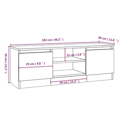 TV-Møbel Brun Eik TV-benk med dør 102x30x36 cm