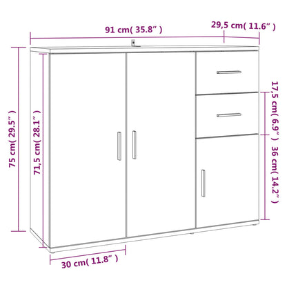 Kommode Hvit 91x29,5x75 cm