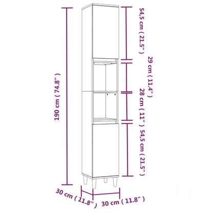 Baderomsskap Hvit 30x30x190 cm