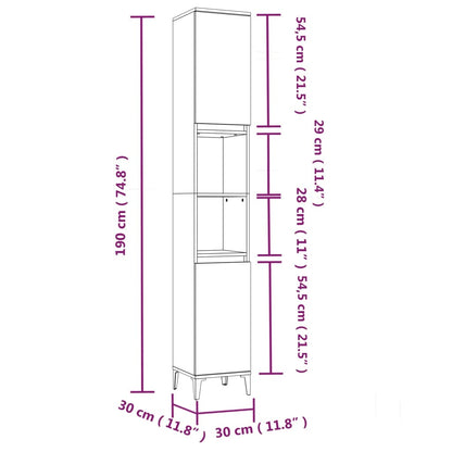 Baderomsskap Hvit 30x30x190 cm