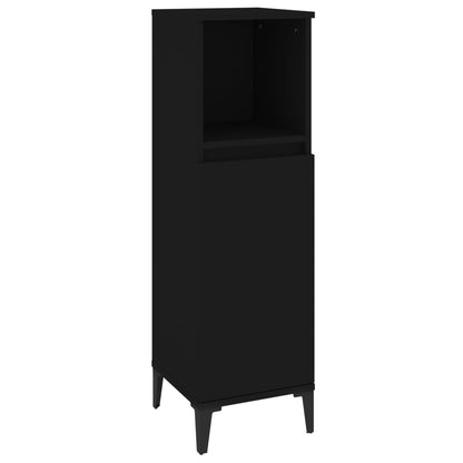 Baderomsskap Svart 30x30x100 cm