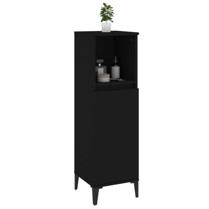 Baderomsskap Svart 30x30x100 cm