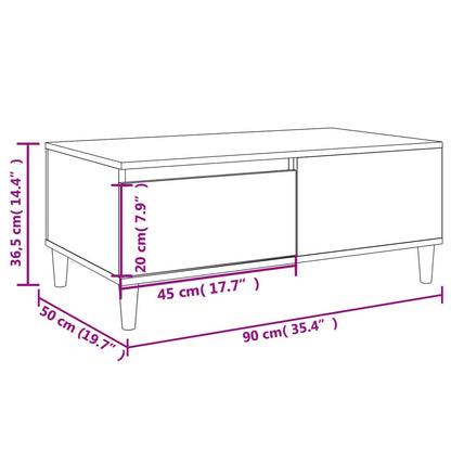Salongbord Sofabord Hvit 90x50x36,5 cm