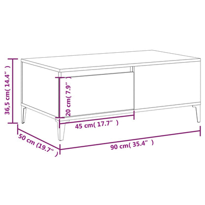 Salongbord Sofabord Hvit 90x50x36,5 cm