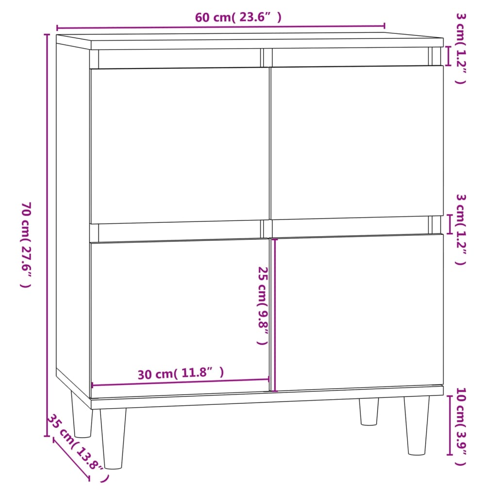 Kommode Betonggrå 60x35x70 cm