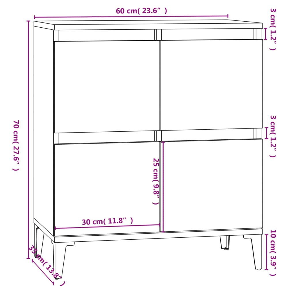 Skjenk betonggrå 60x35x70 cm konstruert tre