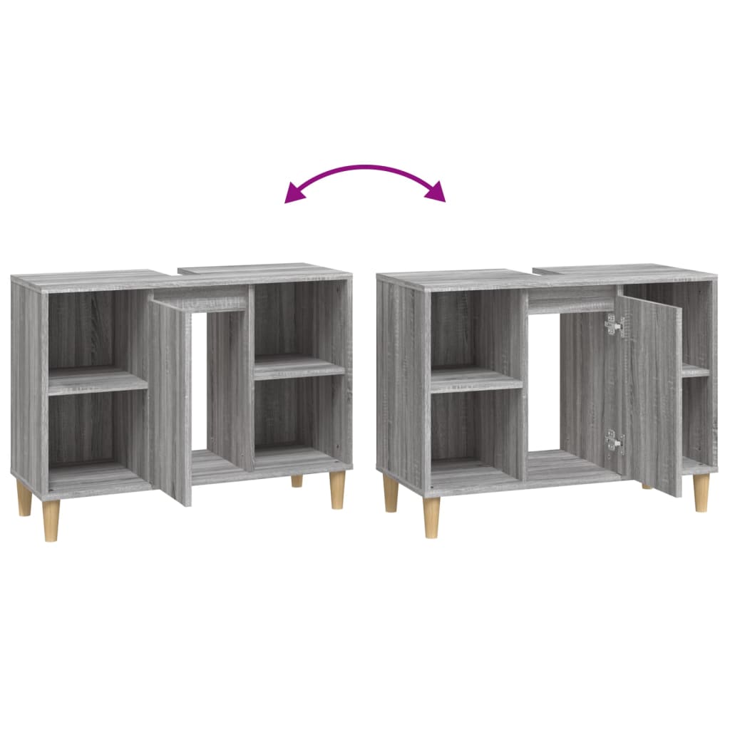 Servantskap Baderom Grå Eik 80x33x60 cm