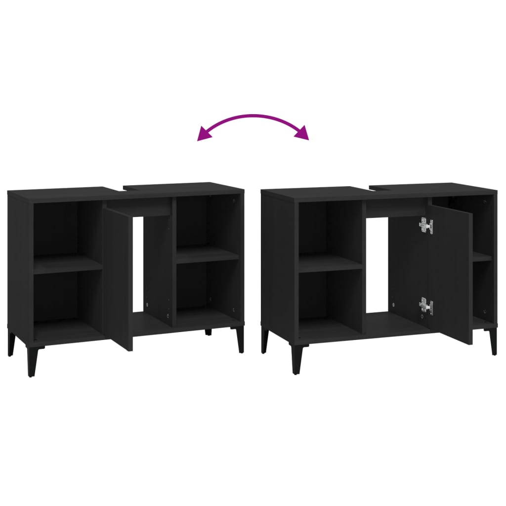 Servantskap Baderom Svart 80x33x60 cm