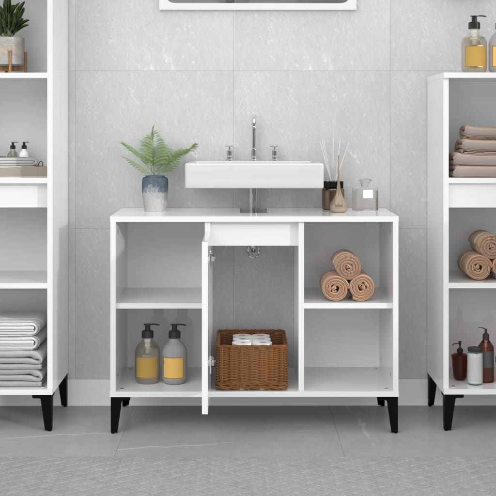 Servantskap Baderom Høyglans Hvit 80x33x60 cm