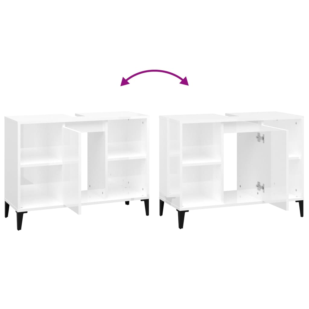 Servantskap Baderom Høyglans Hvit 80x33x60 cm