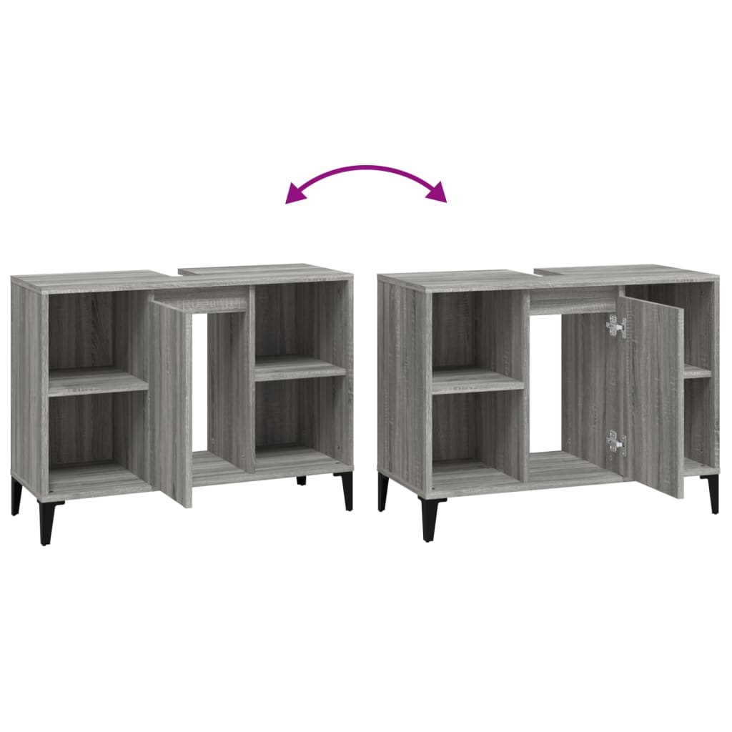 Servantskap Baderom Grå Eik 80x33x60 cm