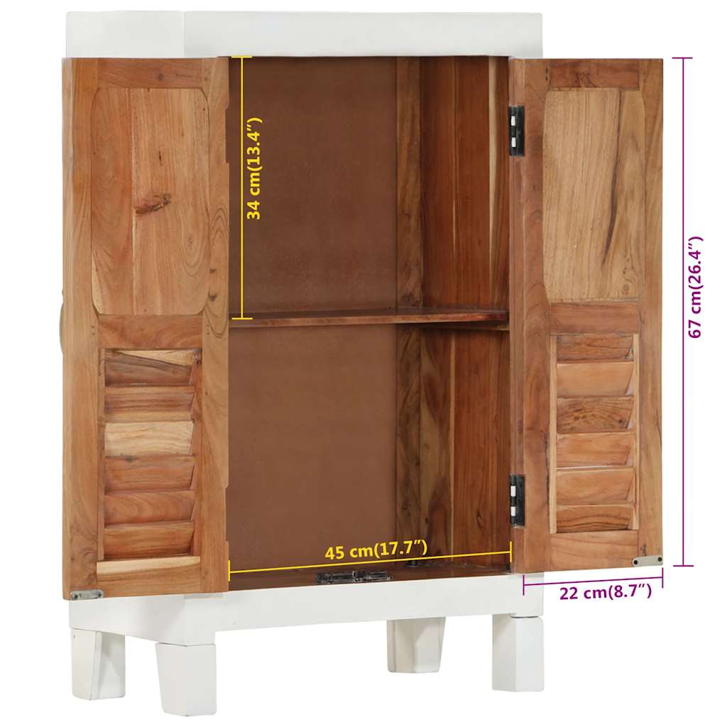 Skjenk hvit 55x30x90 cm heltre akasie