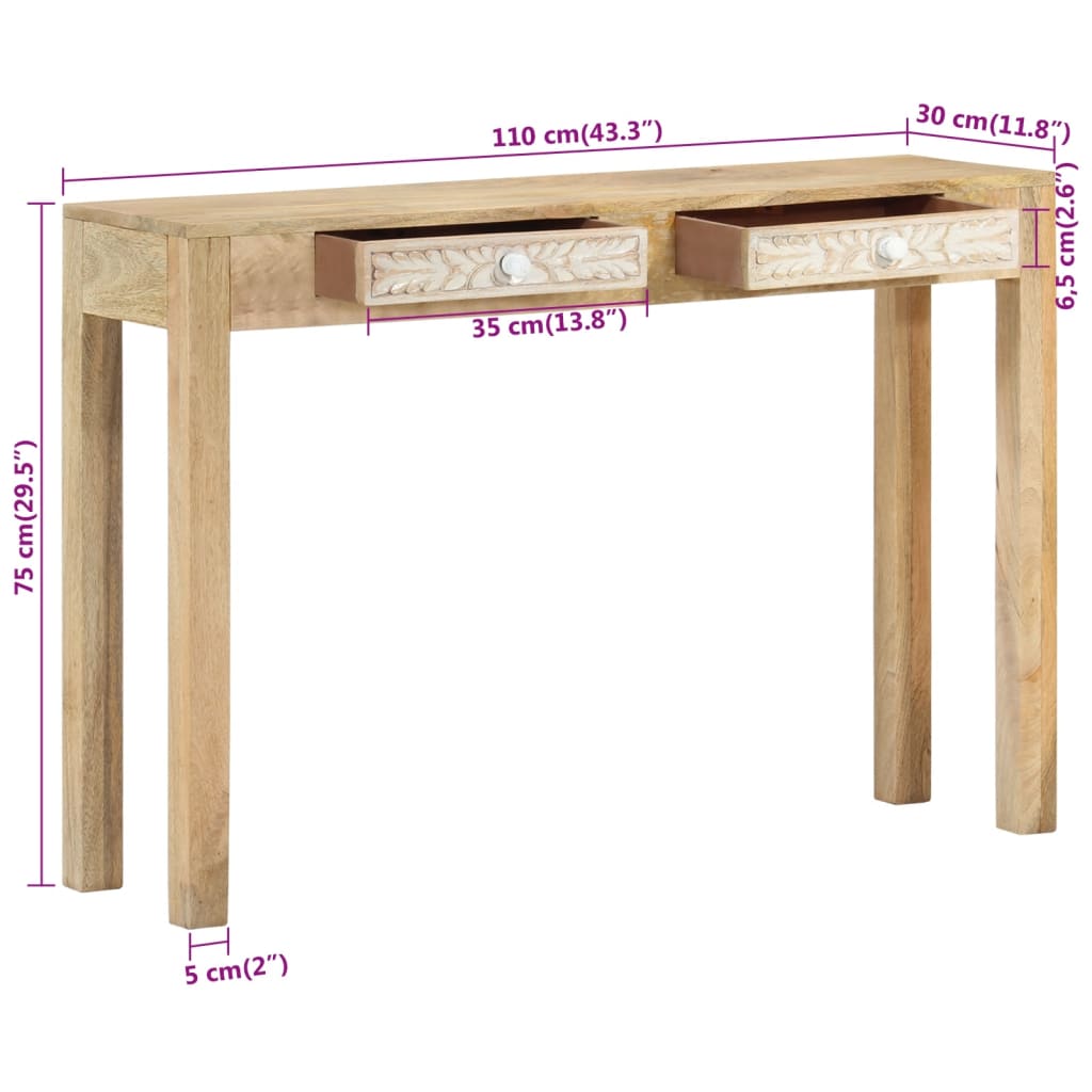 Avlastningsbord konsollbord Tre 110x30x75 cm bleket heltre mango