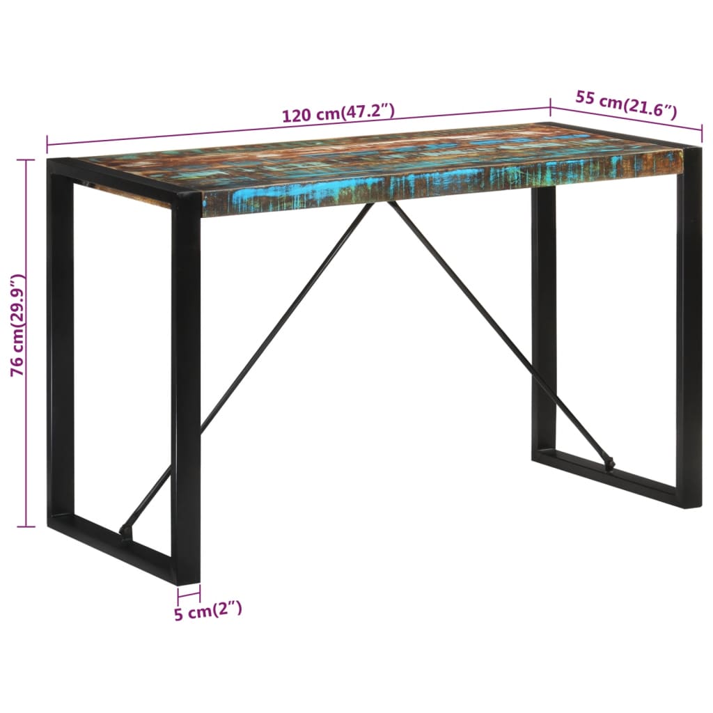 Spisebord Kjøkkenbord Tre 120x55x76 cm gjenvunnet heltre