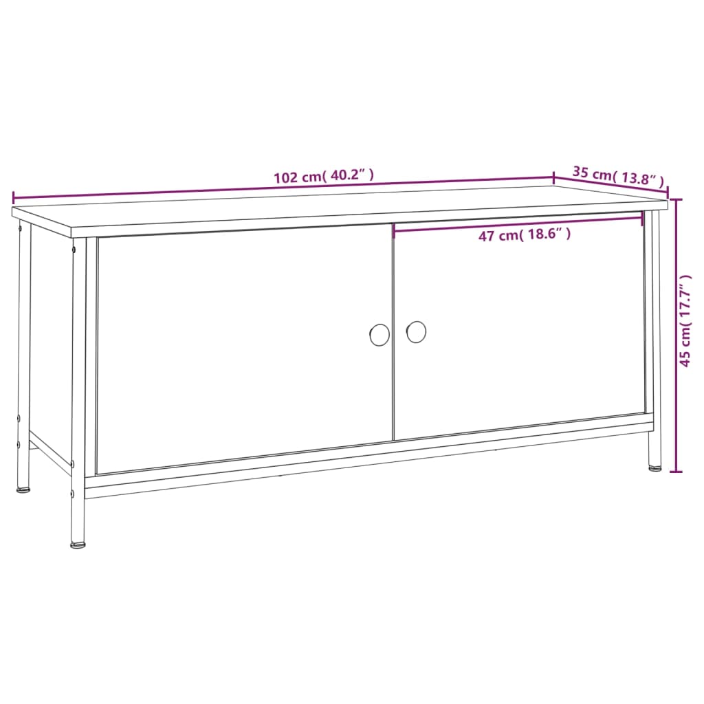 TV-Møbel Svart TV-benk med dører 102x35x45 cm