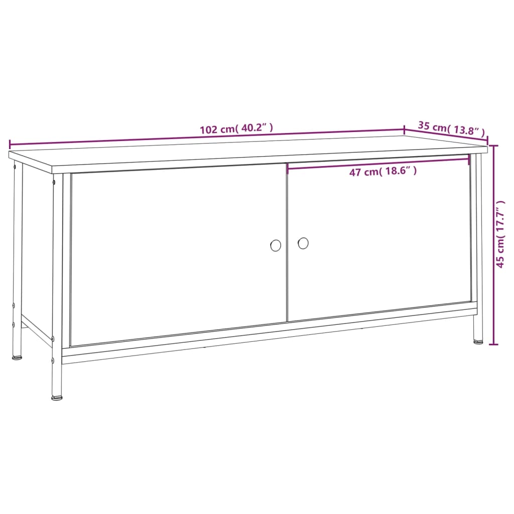 TV-Møbel Røkt Eik TV-benk med dører 102x35x45 cm