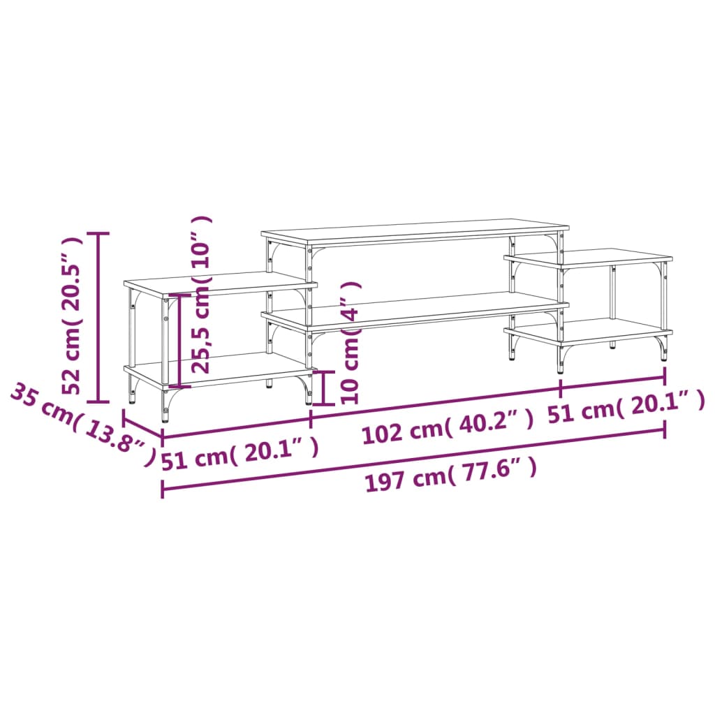 TV-Møbel Svart TV-benk 197x35x52 cm