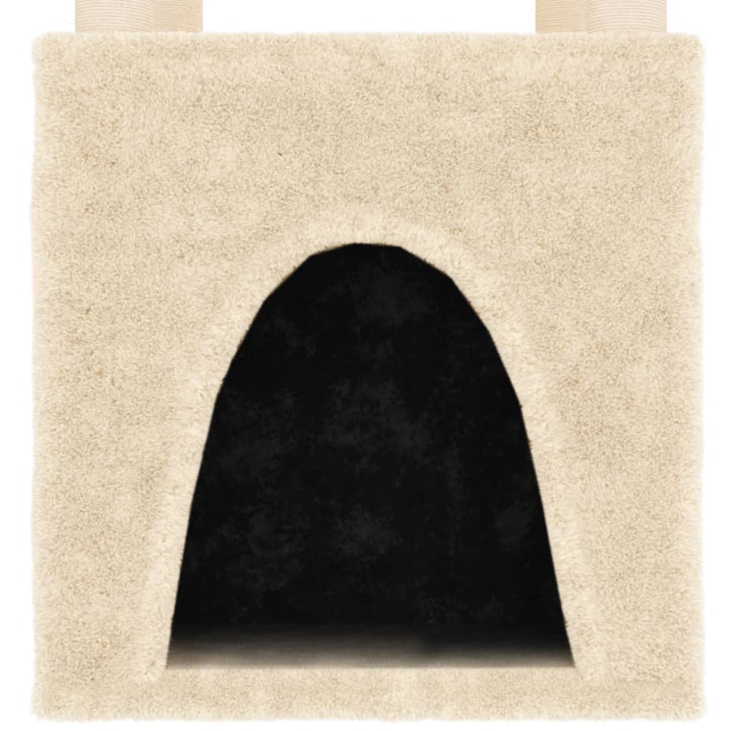 Kattemøbel Kattetre med klorestolper i sisal kremhvit 147 cm