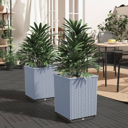 Utendørs Blomsterkasse Plantekasse Polypropen (PP) 2 stk lysegrå 30x30x37 cm polypropylen