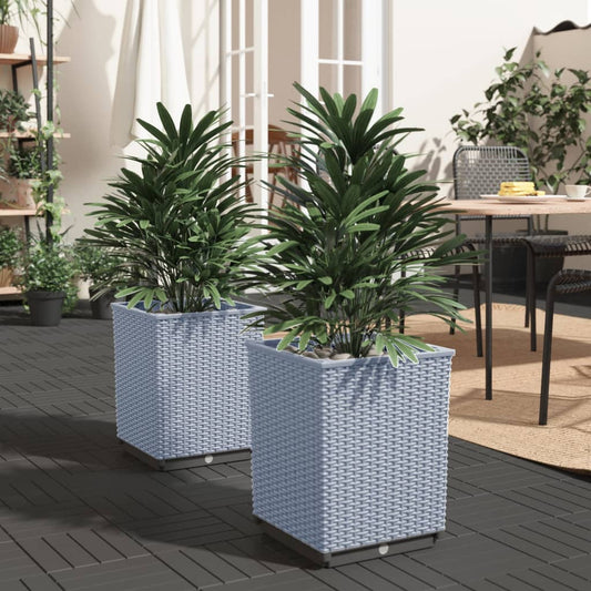 Utendørs Blomsterkasse Plantekasse Polypropen (PP) 2 stk lysegrå 30x30x37 cm polypropylen