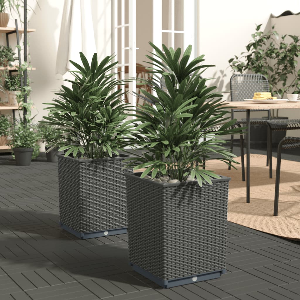 Utendørs Blomsterkasse Plantekasse Polypropen (PP) 2 stk Svart 30x30x37 cm polypropylen