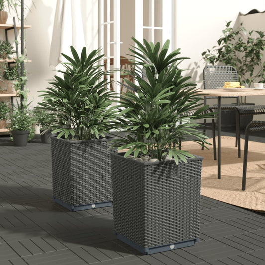 Utendørs Blomsterkasse Plantekasse Polypropen (PP) 2 stk Svart 30x30x37 cm polypropylen