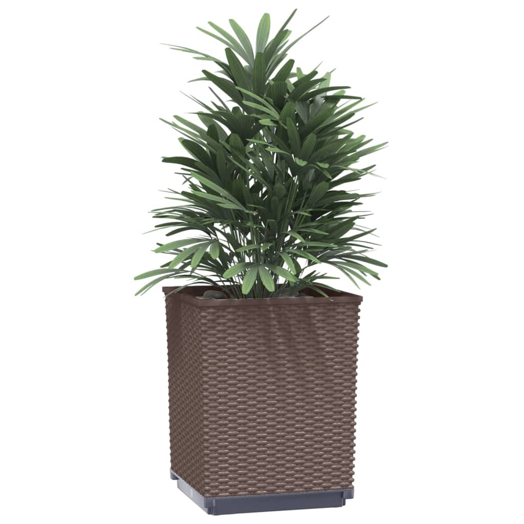 Utendørs Blomsterkasse Plantekasse Polypropen (PP) 2 stk Brun 30x30x37 cm polypropylen