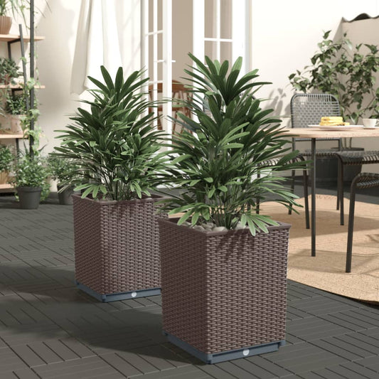 Utendørs Blomsterkasse Plantekasse Polypropen (PP) 2 stk Brun 30x30x37 cm polypropylen