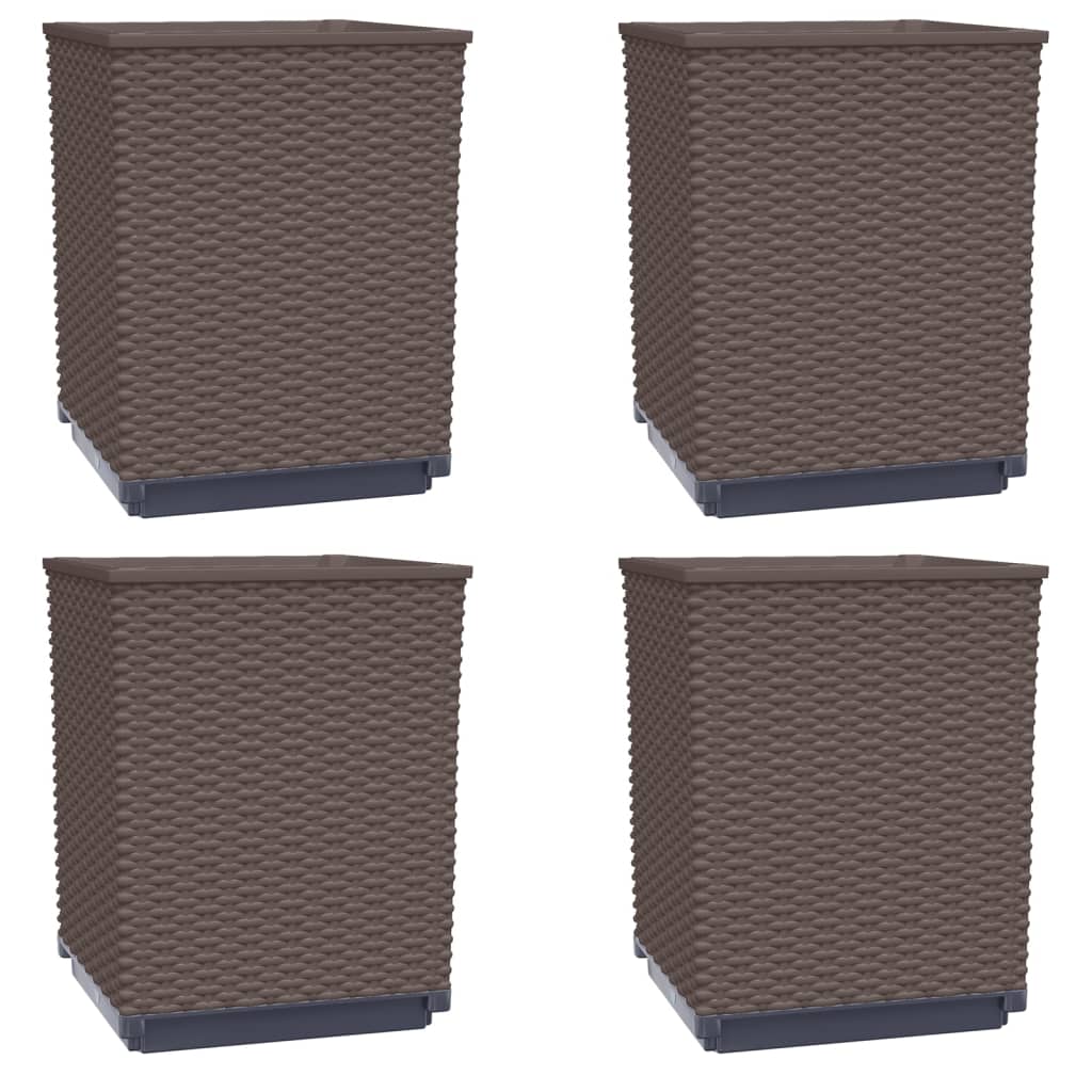 Plantekasser 4 stk brun 30x30x37 cm polypropylen
