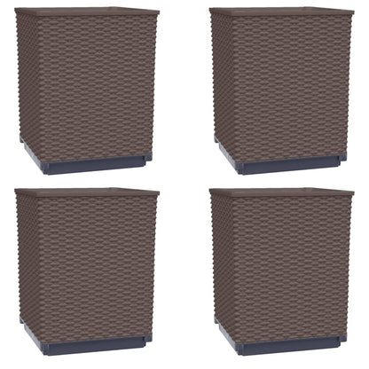 Plantekasser 4 stk brun 30x30x37 cm polypropylen