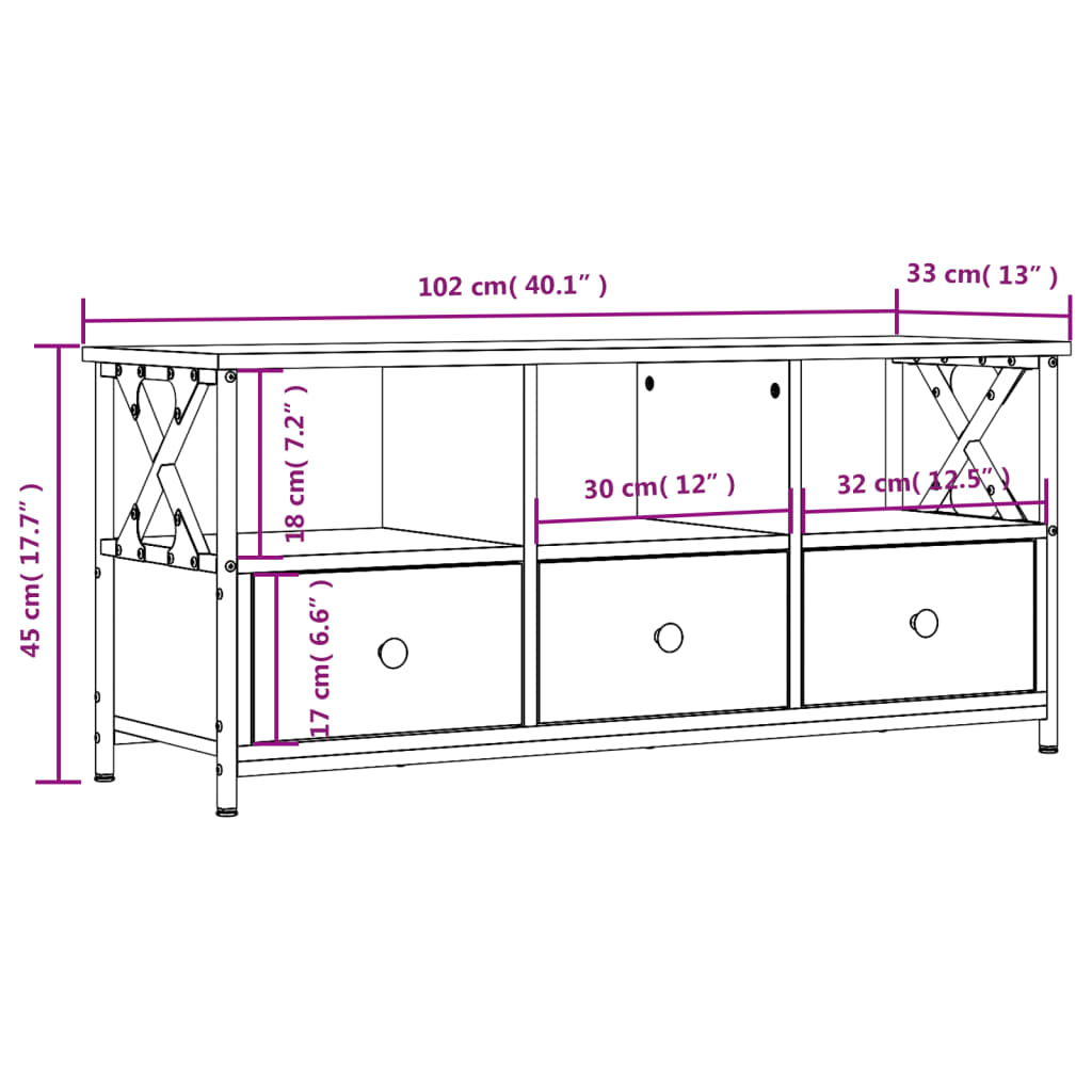 TV-Møbel Sonoma Eik TV-benk 102x33x45 cm