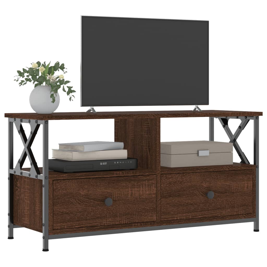 TV-Møbel Brun Eik Tv-benk 90x33x45 cm og jern