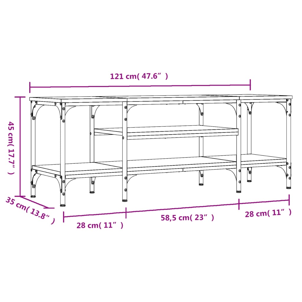 TV-Møbel Brun Eik Tv-benk 121x35x45 cm og jern