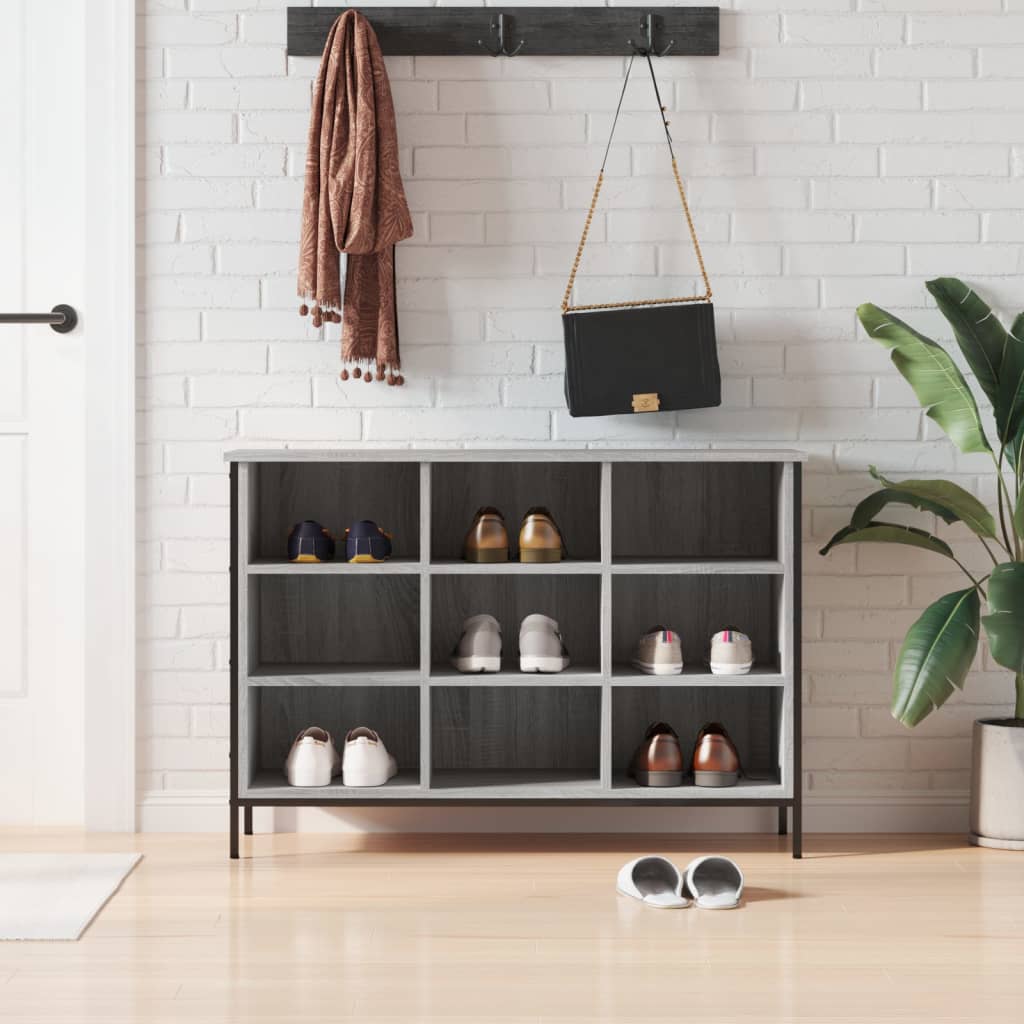 Skoskap grå sonoma 100x35x70 cm konstruert tre