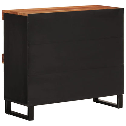 Skap Svart 85x33x75 cm heltre akasie