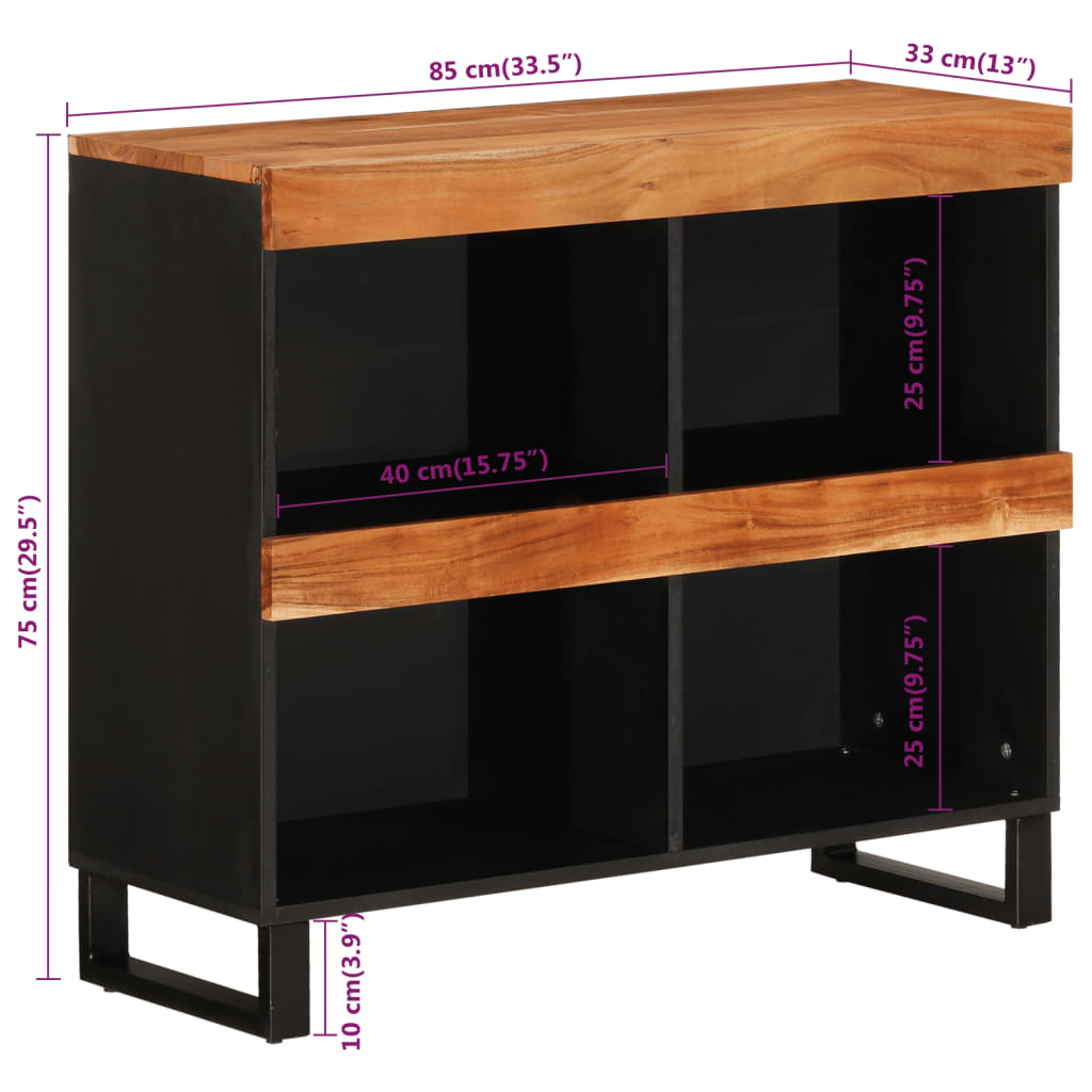 Skap Svart 85x33x75 cm heltre akasie
