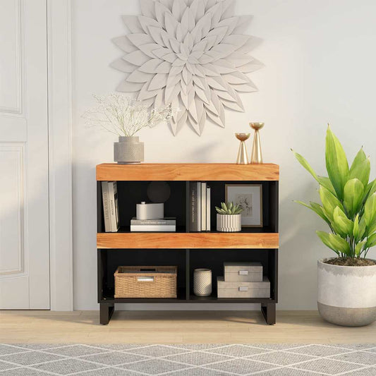Skap Svart 85x33x75 cm heltre akasie