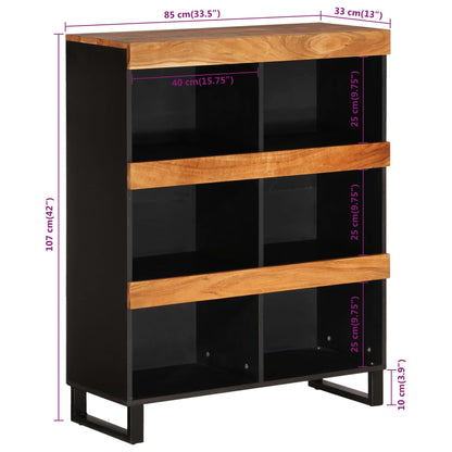 Skap Svart 85x33x107 cm heltre akasie