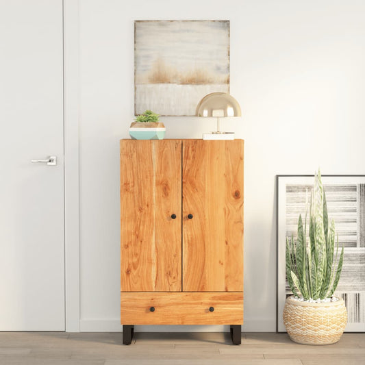 Skap heltre akasie med skuff 60x33x100 cm jern