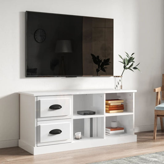 TV-Møbel Høyglans Hvit Tv-benk 102x35,5x47,5 cm
